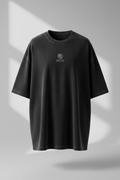 PURE STYLE oversized black tee with PS monogram chest logo