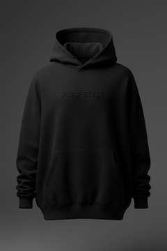 PURE STYLE heavyweight black hoodie with PS monogram